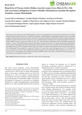 Bioactivity of Peumus Boldus Molina, Laurelia Sempervirens (Ruiz & Pav.) Tul