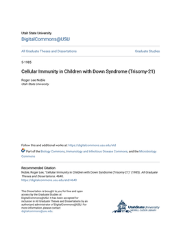 Cellular Immunity in Children with Down Syndrome (Trisomy-21)