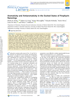 Aromaticity and Antiaromaticity in the Excited States of Porphyrin Nanorings † ‡ § † † Martin D