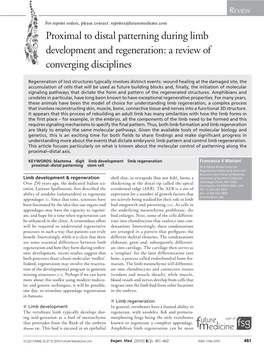 Proximal to Distal Patterning During Limb Development and Regeneration: a Review of Converging Disciplines