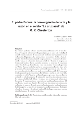 El Padre Brown: La Convergencia De La Fe Y La Razón En El Relato “La Cruz Azul” De G