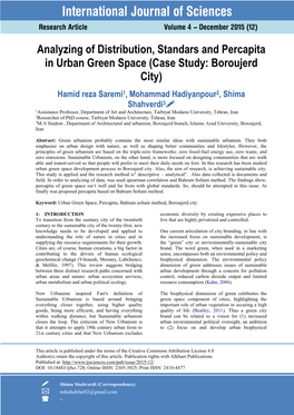 Analyzing of Distribution, Standars and Percapita in Urban Green Space (Case Study: Boroujerd City)