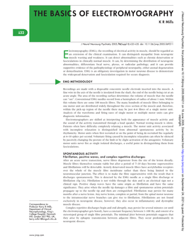 THE BASICS of ELECTROMYOGRAPHY J Neurol Neurosurg Psychiatry: First Published As 10.1136/Jnnp.2005.069211 on 16 June 2005