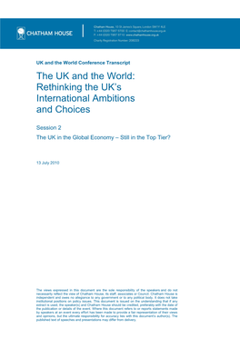 The UK and the World: Rethinking the UK's