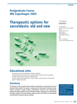 Therapeutic Options for Sarcoidosis: Old And