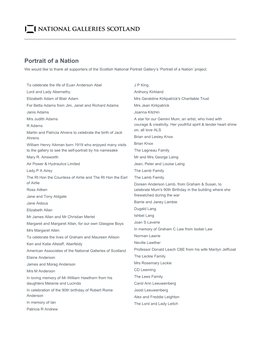 Portrait of a Nation We Would Like to Thank All Supporters of the Scottish National Portrait Gallery’S ‘Portrait of a Nation’ Project