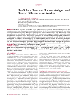 Neun As a Neuronal Nuclear Antigen and Neuron Differentiation Marker