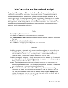 Unit Conversion and Dimensional Analysis