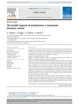 The Health Impacts of Windstorms: a Systematic Literature Review