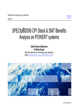 Specfp®2006 CPI Stack & SMT Benefits Analysis on POWER7