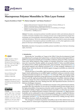 Macroporous Polymer Monoliths in Thin Layer Format