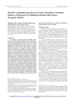 MS-209, a Quinoline-Type Reversal Agent, Potentiates Antitumor Efficacy of Docetaxel in Multidrug-Resistant Solid Tumor Xenograft Models1