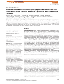 Ritonavir-Boosted Danoprevir Plus Peginterferon Alfa-2A and Ribavirin in Asian Chronic Hepatitis C Patients with Or Without Cirr