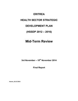 Mid-Term Review of the Health Sector Strategic Development Plan 2012-2016