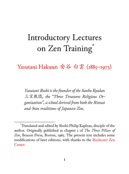 Introductory Lectures on Zen Training*