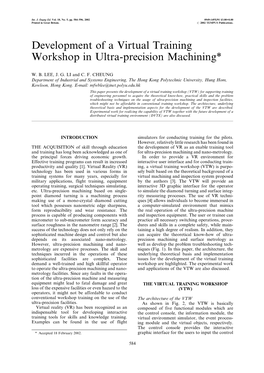 Development of a Virtual Training Workshop in Ultra-Precision Machining*