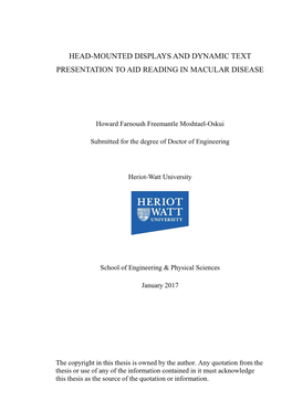 Head-Mounted Displays and Dynamic Text Presentation to Aid Reading in Macular Disease