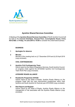 Ayrshire Shared Services Committee 1