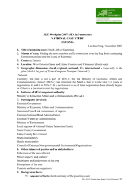 SEA WP07 Estonia Case Study/03.06.2009/Page 1/19