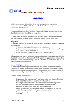 SOHO Media Fact Sheet