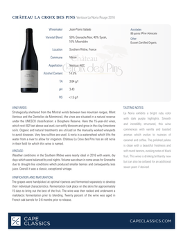 Château La Croix Des Pins Ventoux La Noria Rouge 2016