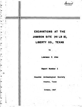 EXCAVATIONS at the JAMISON SITE (41 LB Mt LIBERTY CO., TEXAS