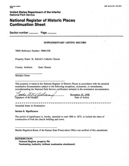 National Register of Historic Places Continuation Sheet