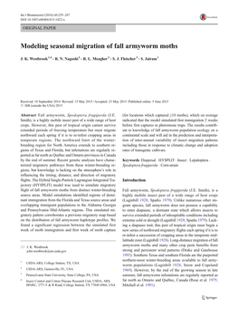 Modeling Seasonal Migration of Fall Armyworm Moths