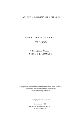 CARL SHIPP MARVEL September 11, 1894-January 4, 1988
