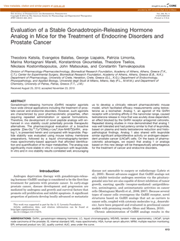 Evaluation of a Stable Gonadotropin-Releasing Hormone Analog in Mice for the Treatment of Endocrine Disorders and Prostate Cancer