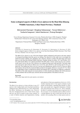 Some Ecological Aspects of Dhole (Cuon Alpinus) in the Huai Kha Khaeng Wildlife Sanctuary, Uthai Thani Province, Thailand