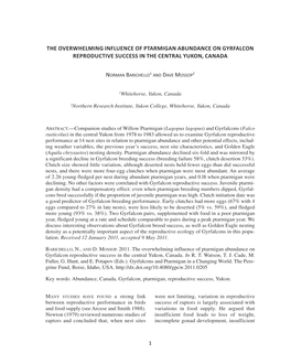 The Overwhelming Influence of Ptarmigan Abundance on Gyrfalcon Reproductive Success in the Central Yukon, Canada