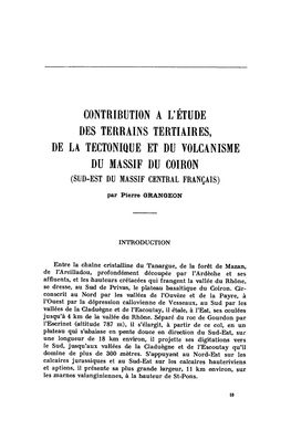 Contribution a L'étude Des Terrains Tertiaires, De La Tectonique Et Du Volcanisme Du Massif Du Coiron (Sud-Est Du Massif Central Français)