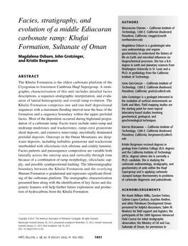 Khufai Formation, Sultanate of Oman