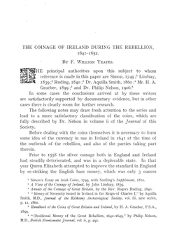 The Coinage of Ireland During the Rebellion, 1641-1652