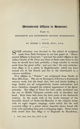 Fryer, a C, Monumental Effigies in Somerset. Part VI, Part II, Volume 66