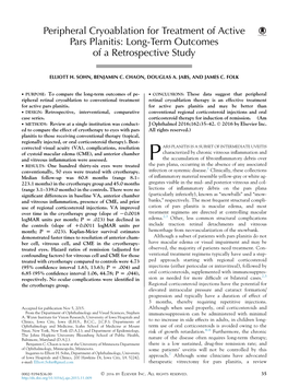 Peripheral Cryoablation for Treatment of Active Pars Planitis: Long-Term Outcomes of a Retrospective Study