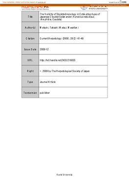 Title the Validity of Skeletochronology in Estimating Ages of Japanese