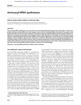 Aminoacyl-Trna Synthetases