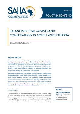 Balancing Coal Mining and Conservation in South-West Ethiopia