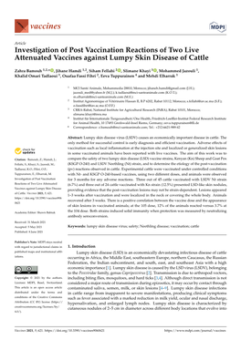 Investigation of Post Vaccination Reactions of Two Live Attenuated Vaccines Against Lumpy Skin Disease of Cattle