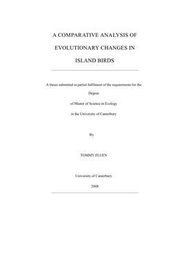 A Comparative Analysis of Evolutionary Changes In