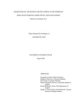 The Human and the Animal in the Works of Zora Neale Hurston, Mark