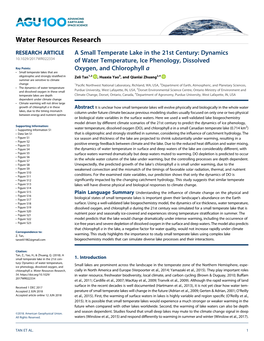 A Small Temperate Lake in the 21St Century: Dynamics of Water