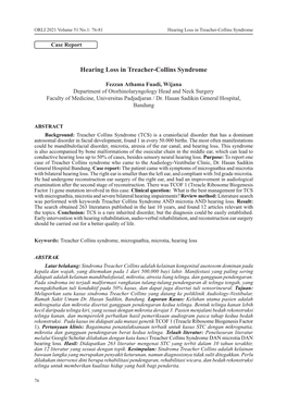 Hearing Loss in Treacher-Collins Syndrome