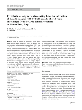 Pyroclastic Density Currents Resulting from the Interaction Of