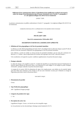 Publication D'une Communication Relative À L'approbation