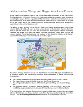 Mohammedan, Viking, and Magyar Attacks on Europe