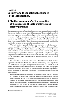 Locality and the Functional Sequence in the Left Periphery