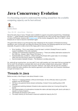 Java Concurrency Evolution It Is Becoming Crucial to Understand the Tooling Around How the Available Computing Capacity Can Be Best Utilized